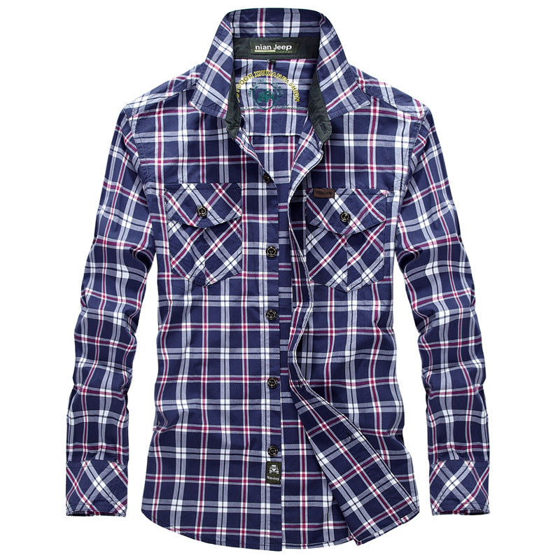 Men's plaid shirt with two chest pockets Lune London
