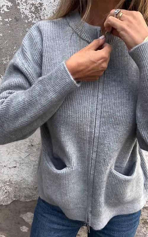 Lune London | Cardigan - Round neck & Zipper - Soft cotton