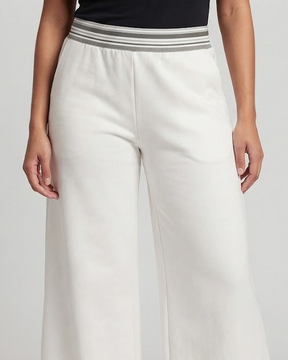 Ladies wide culotte jogging pants with striped comfort waistband and side pockets Amarae