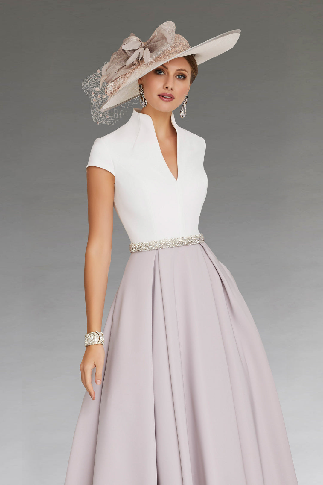 Lune London | White Color Block V-Neck Flared Summer Dress
