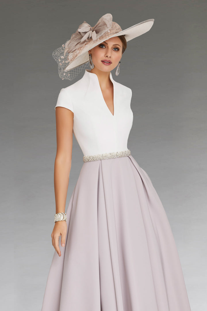 Lune London | White Color Block V-Neck Flared Summer Dress