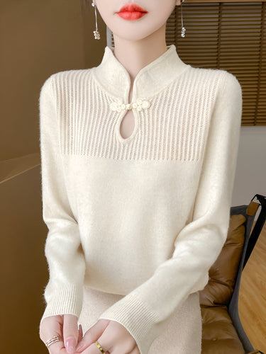 Amarae | Elegant Merino Wool Sweater In Chinese Style
