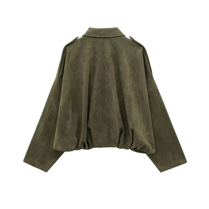 Amarae | Oversized Jacket - Soft Suede Lining - Fully Lined - Khaki