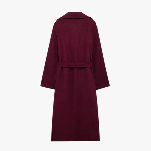 Amarae | Elegant Trench Coat In Burgundy with Belt