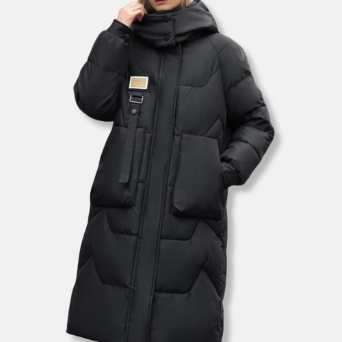 Chic Und Stil | Plus Size Relaxed Fit Maxi Length High Collar with Hood