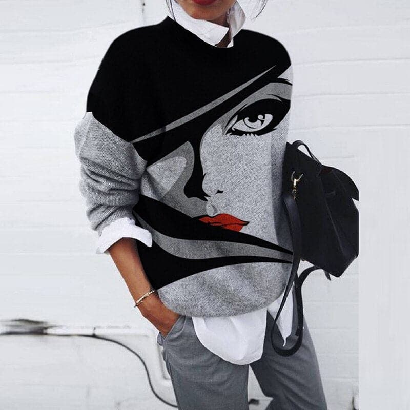 Amarae | Sweatshirt - Comfortable Fit - Graphic Print - Long Sleeved Crew Neck