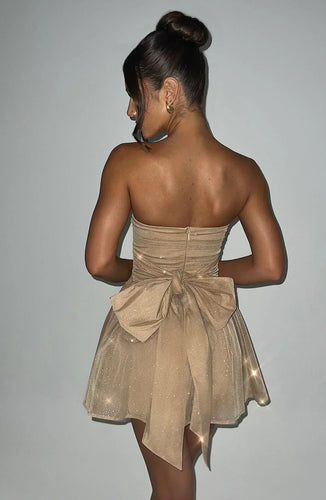 Amarae | Trendy Golden Dress with Glitter