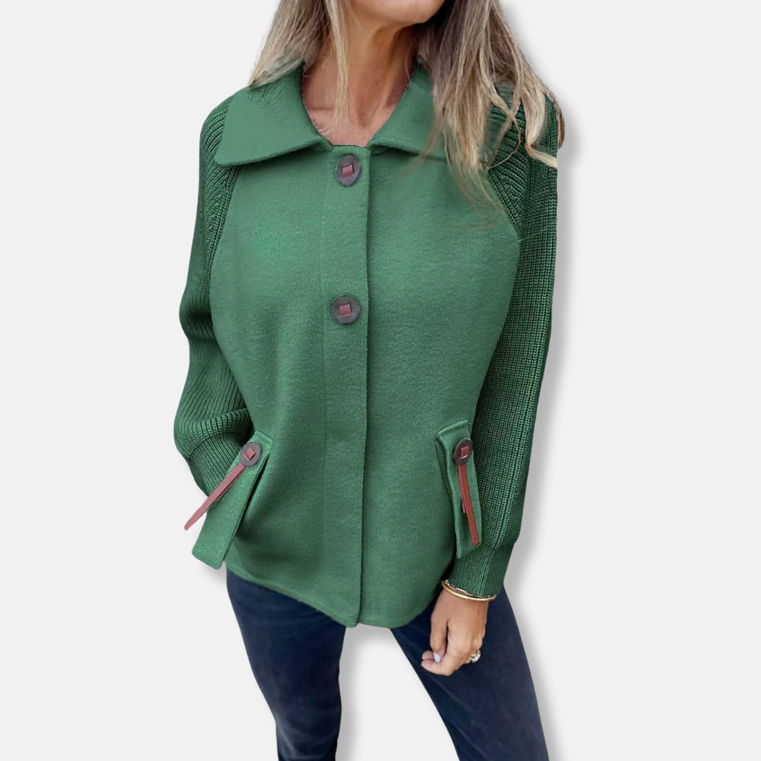 Amarae | Jacket - Casual Cut - Knitted Sleeves - With Lapel - Button Closure