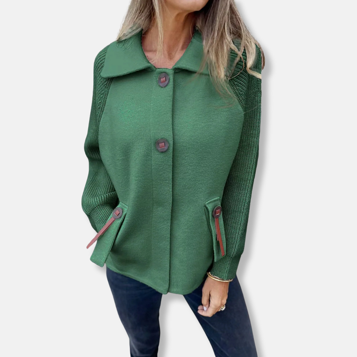 Amarae | Jacket - Casual Cut - Knitted Sleeves - With Lapel - Button Closure