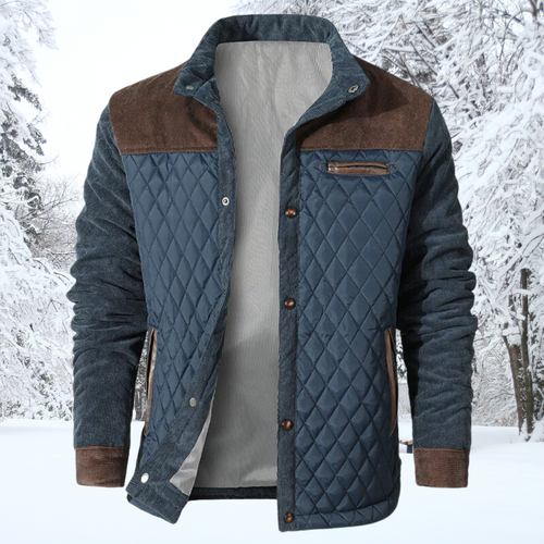 Amarae | Padded Jacket - Classic Collar - Button Closure - Contrasting Sleeves & Shoulders