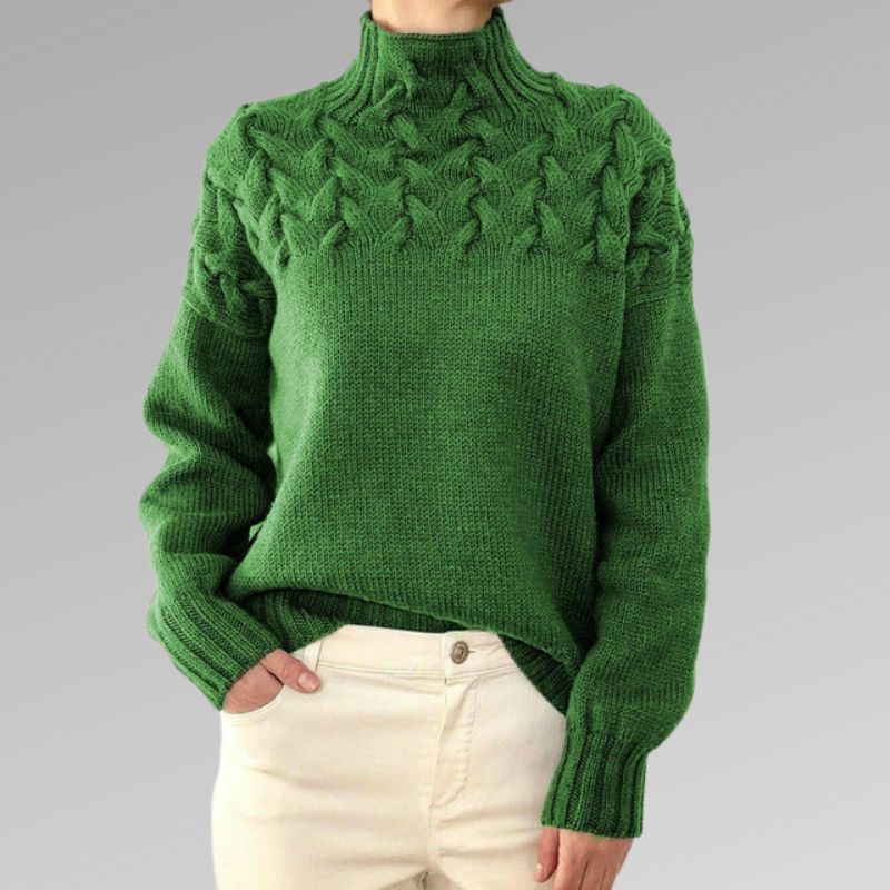 Lune London | Knit sweater - High turtleneck - Cable pattern - Long sleeves - Comfortable fit