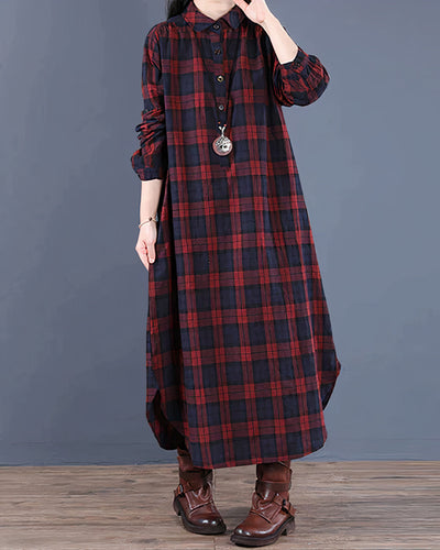 Amarae | Long plaid shirt dress