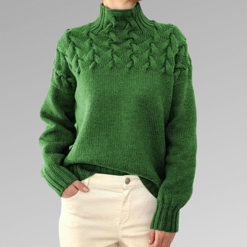 Lune London | Knit sweater - Soft wool blend - Cable knit & ribbed details - High collar