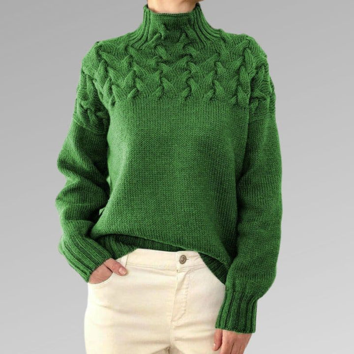 Lune London | Knit sweater - Soft wool blend - Cable knit & ribbed details - High collar