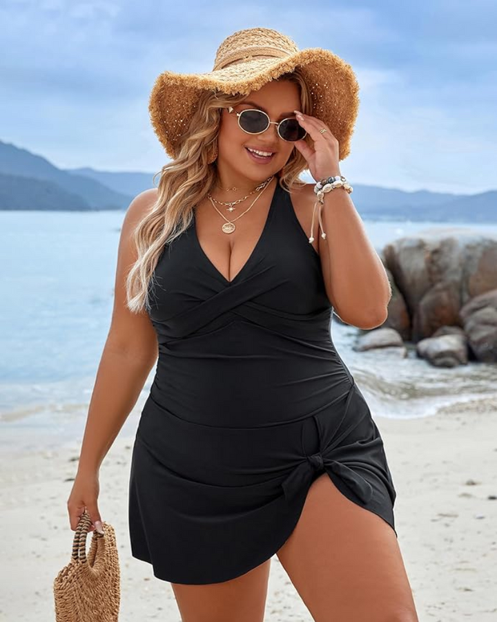 Lune London | Plus Size One Piece Swim Dress Swimsuit Tummy Control Swimsuits