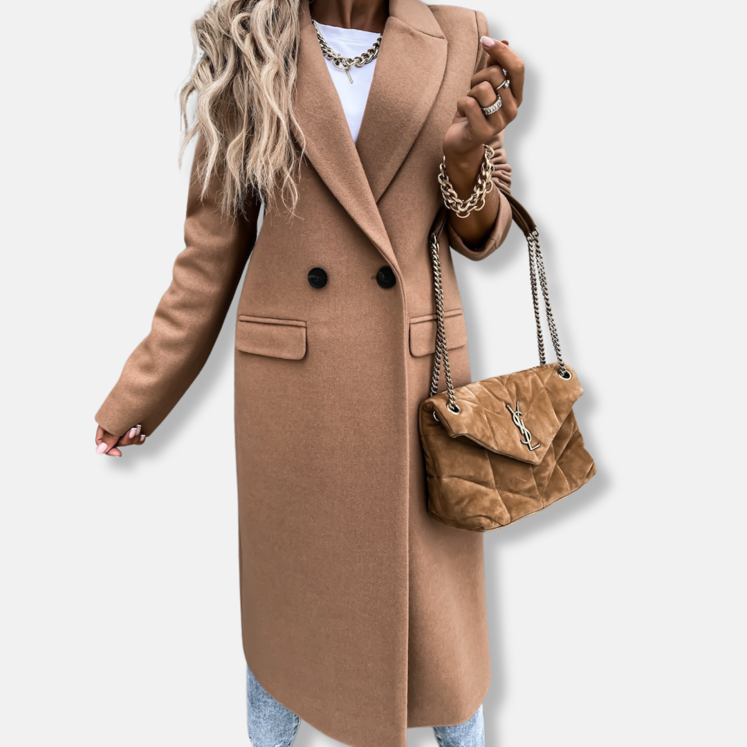 Amarae | Longer Coat - Tailored Fit - Wool - Button Closure - Classic Lapel