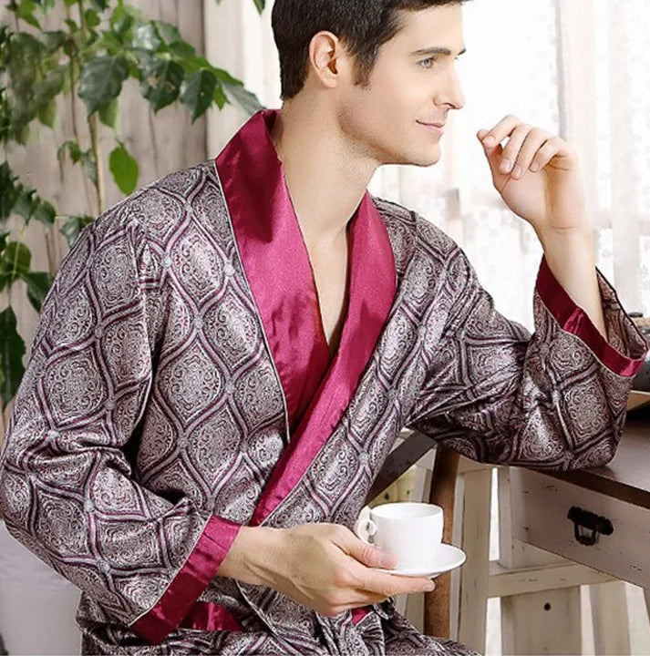 Lune London | Gold Print Luxury Satin Bathrobe