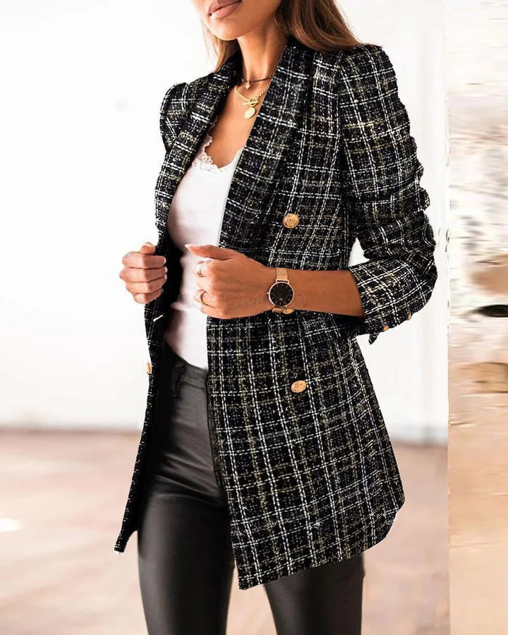 Lune London | Blazer - Elegant Collection - Detailed Texture, Gold Buttons - Perfect for Work or a Formal Occasion
