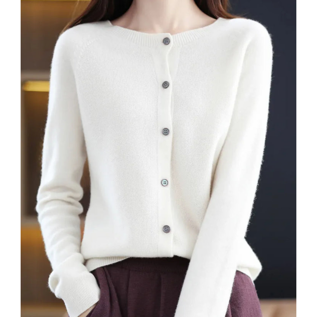 Lune London | Merino Wool Women's O-Neck Knitted Cardigan Sweater