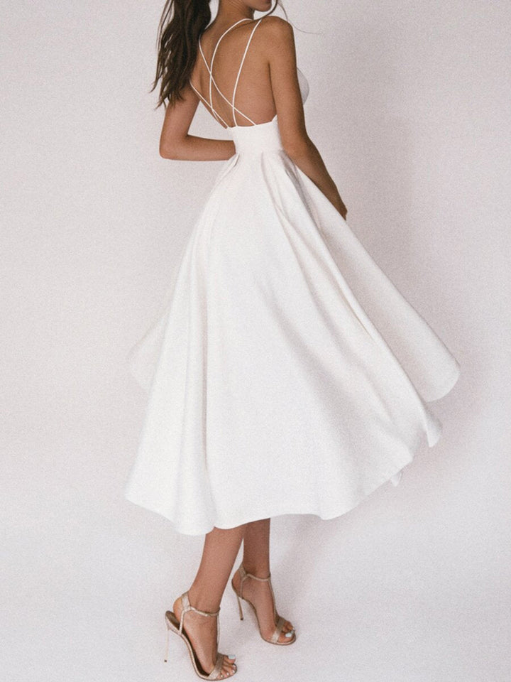 Lune London | Grace The Elegant Spaghetti Strap Dress with V-Neck