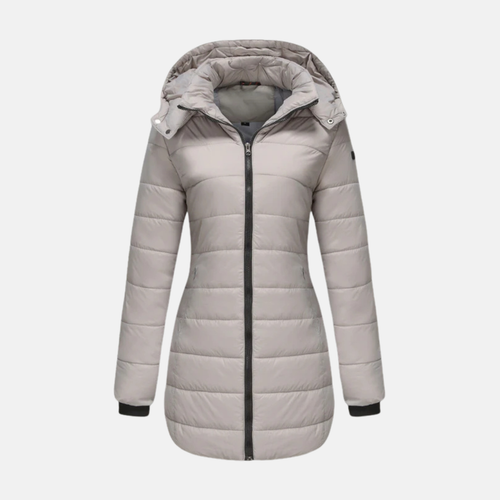 Amarae | Longer padded coat - Insulated quilted design - Two-way zipper - With hood