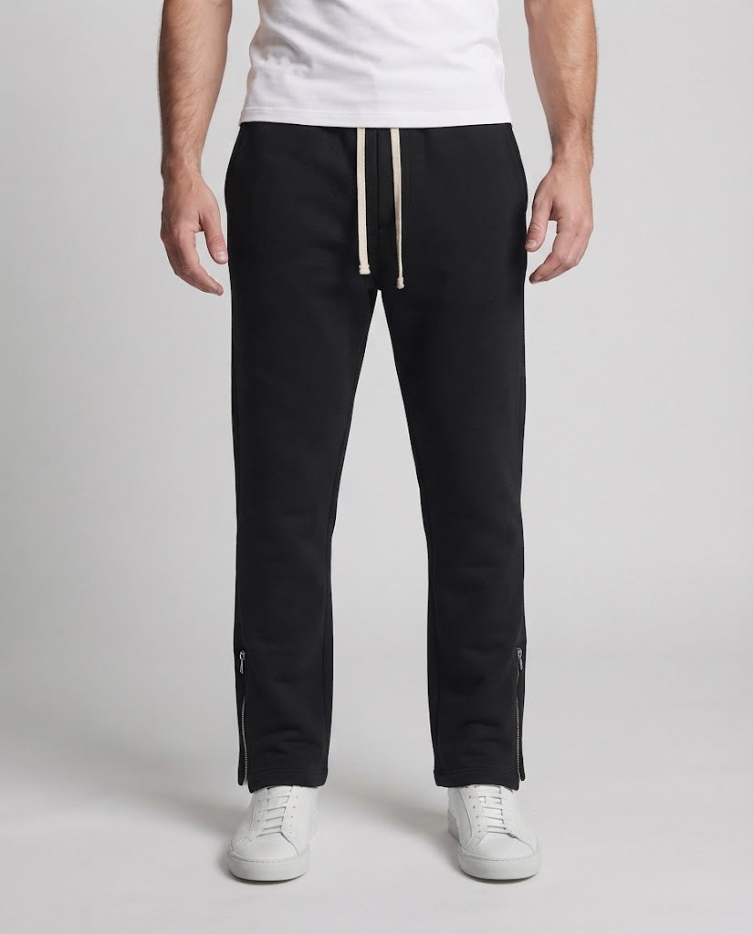 Men's Relaxed Lounge Sweatpants with Wide Leg, Pleat and Side Hem Zip Amarae
