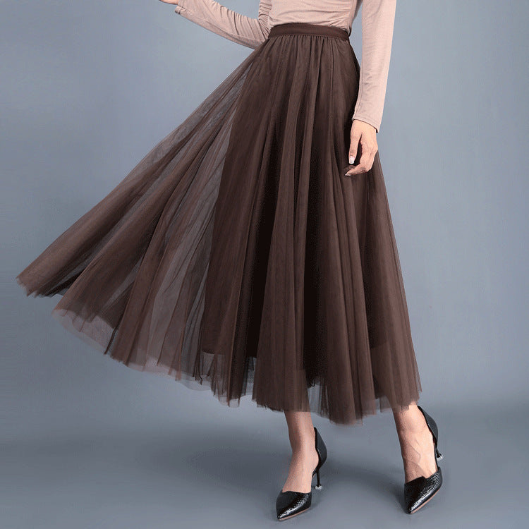 Chic Und Stil | Long Soft Tulle Skirt with High Waist and Slim Fit