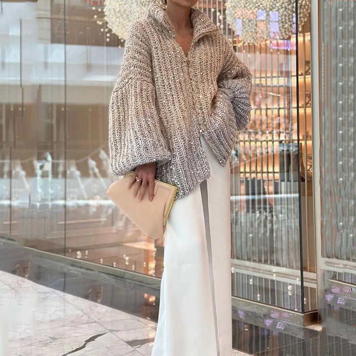 Lune London | Jersey vest with sequins - Shiny elegance & Lightweight fabric - Solid cardigan for daily life & special occasions