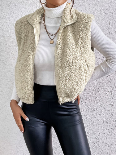 Amarae | Teddy Women's Quilted Vest with Zipper and High Collar