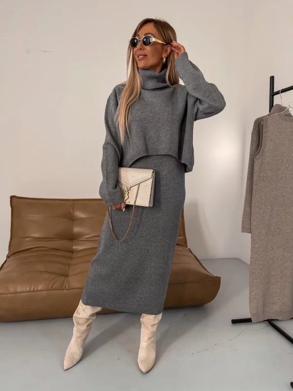 Lune London | Jersey Set Midi Dress with Turtleneck