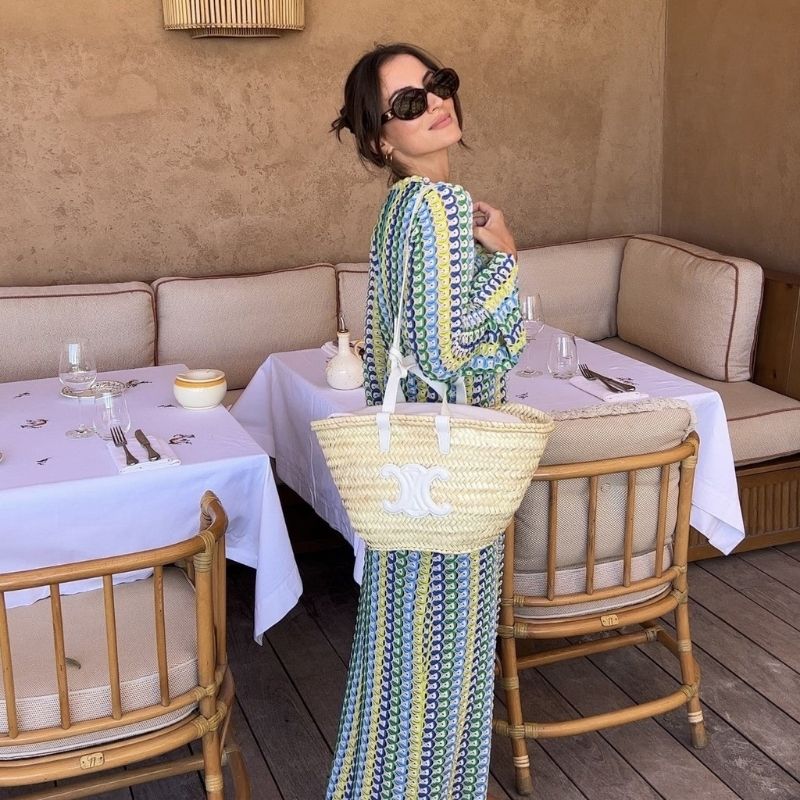 Lune London | Long-Sleeved Crochet Maxidress with Striped Pattern