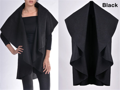 Ladies Cape Coat fashion with large collar and asymmetrical hem Amarae