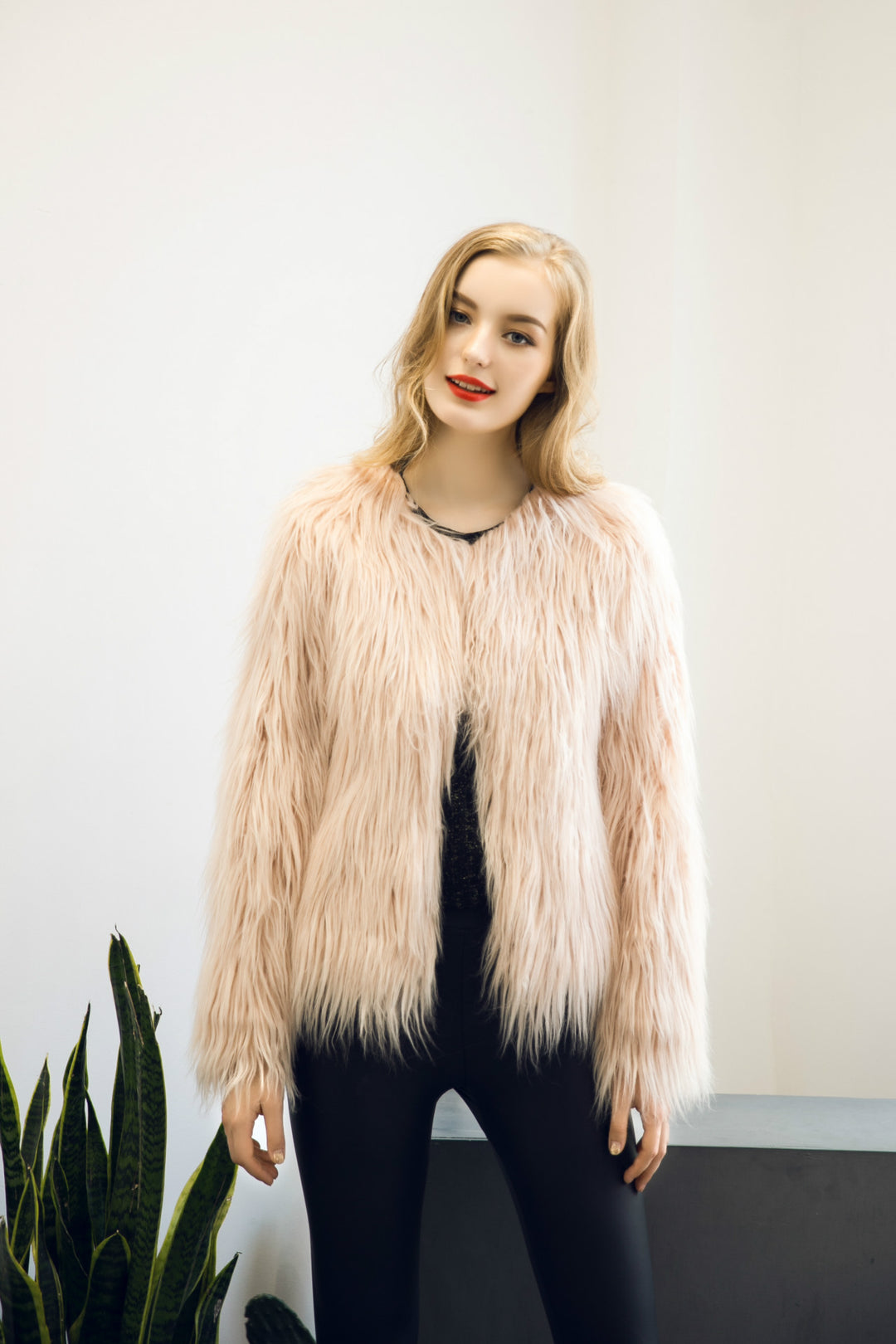 Ladies Short Plush Jacket with a Stylish Cut and a Soft Fur Feel Lune London