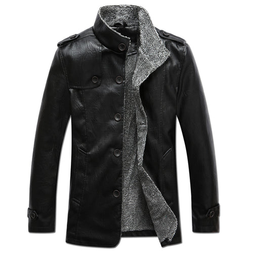 Trendy leather jacket for men with warm fleece lining Amarae