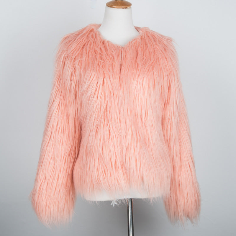 Ladies Short Plush Jacket with a Stylish Cut and a Soft Fur Feel Lune London