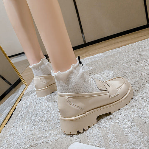 Amarae | Fashion Women British Style Genuine Leather Platform Shoes Spring Shoes