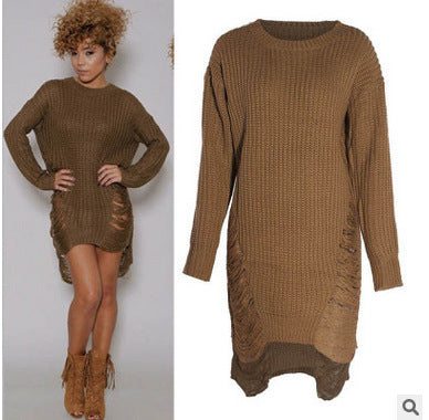 Robe en tricot pour femmes avec des découpes sur les côtés et une finition sophistiquée Chic & Stil