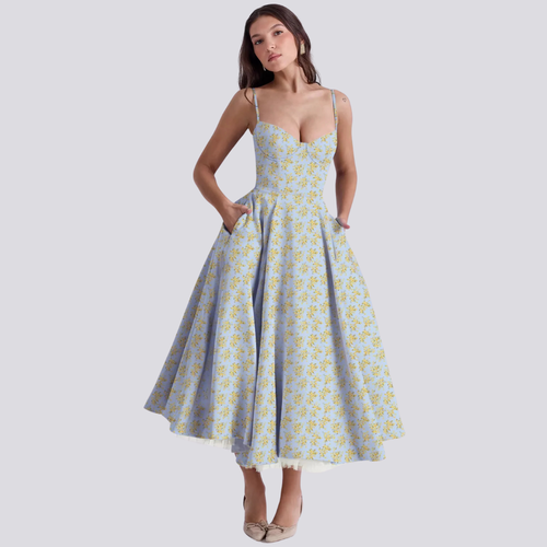 Amarae | Midi Dress with Floral Corset for Women