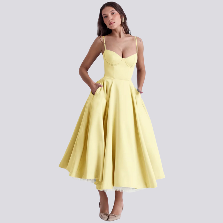 Lune London | Midi Dress with Floral Corset for Women