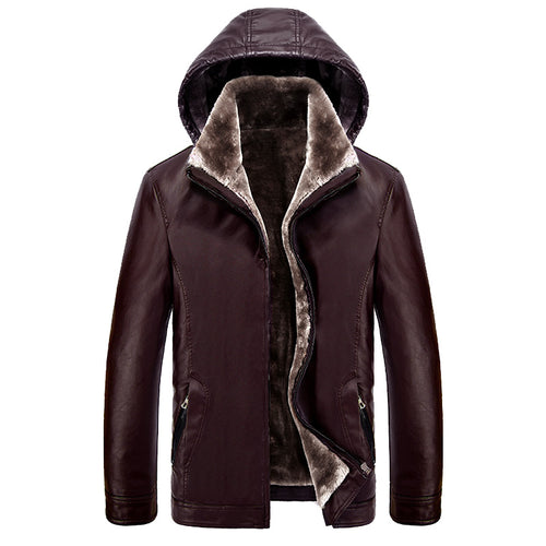 Urban faux leather jacket for men with hood and warm lining Amarae