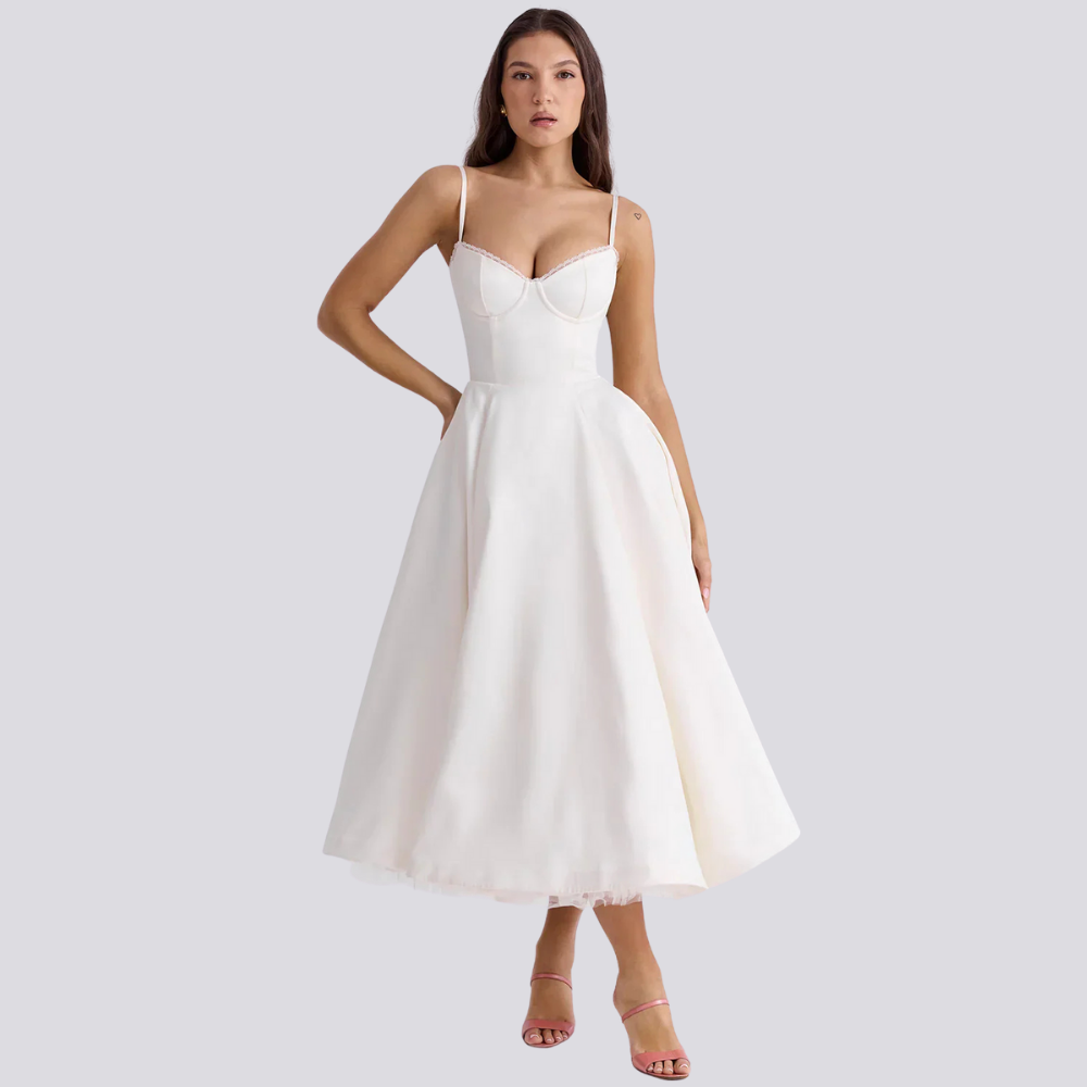 Lune London | Midi Dress with Floral Corset for Women