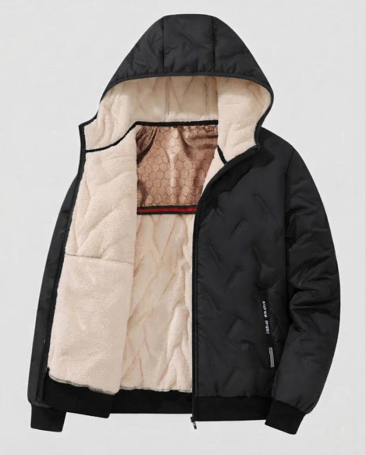 Men's Hooded Padded Thermo Bomber Jacket with Teddy Lining and Windproof Outer Layer Amarae