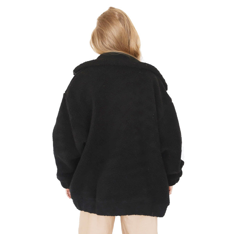 Amarae | Women's Fleece Sweatshirt with Wide Collar