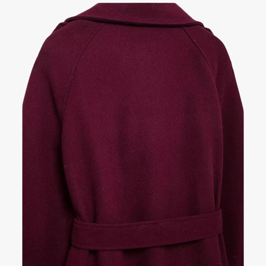 Lune London | Elegant Trench Coat In Burgundy with Belt
