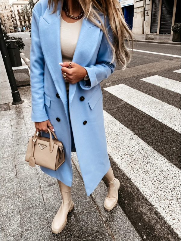 Lune London | Women's Double-Breasted Coat Classic Elegant Long Coat