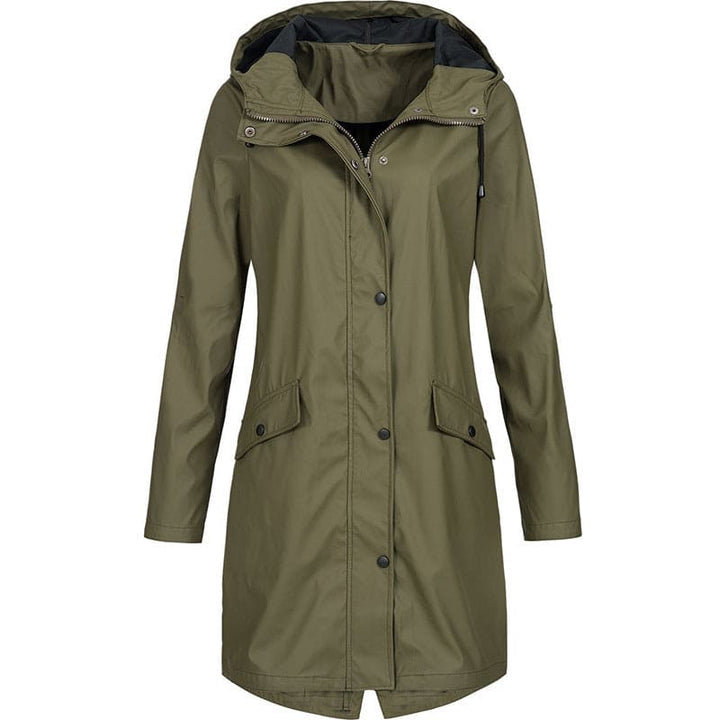 Amarae | Women's raincoat with hood and adjustable belt, waterproof