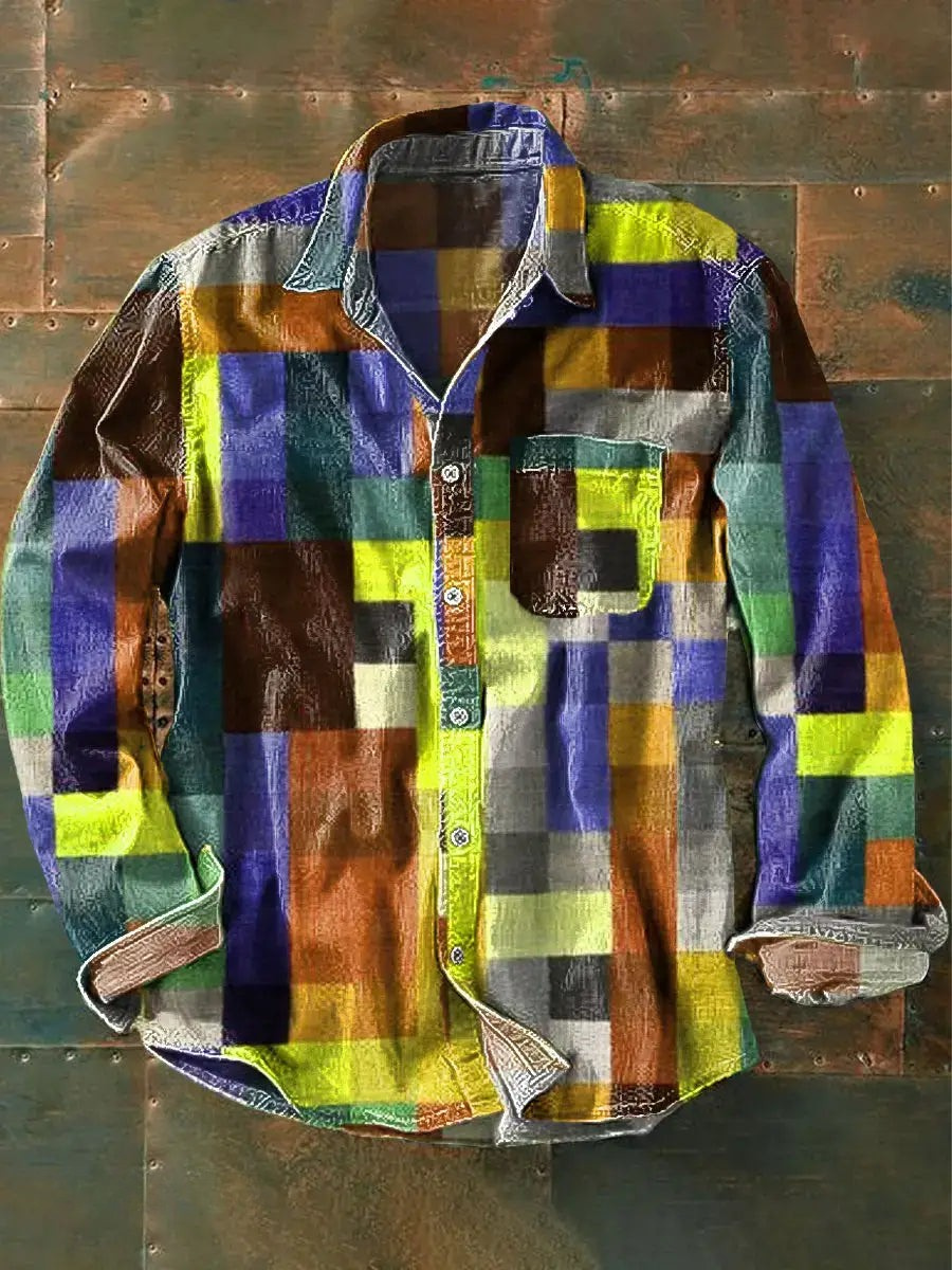 Lune London | Stylish Colorful Patchwork Button-Down Shirt