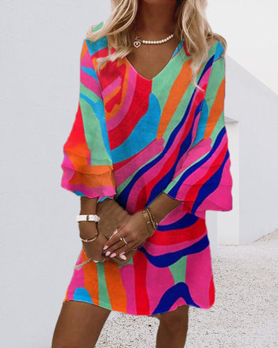 Amarae | Seductive Bell Sleeve Mini Dress with V-Neck