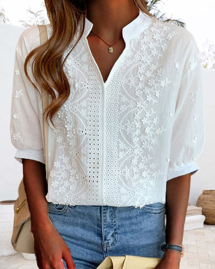 Lune London | White blouse with puff sleeves