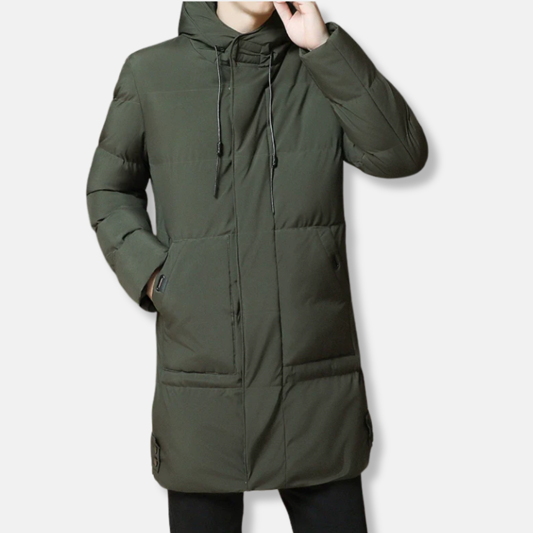 Amarae | Long Padded Jacket - Windproof and Water-Repellent - With Hood and Zipper Closure
